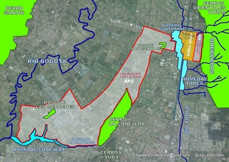 Mapa de la Reserva Forestal Regional Productora del Norte de Bogotá “Thomas van der Hammen” (Fundación Humedales Bogotá).